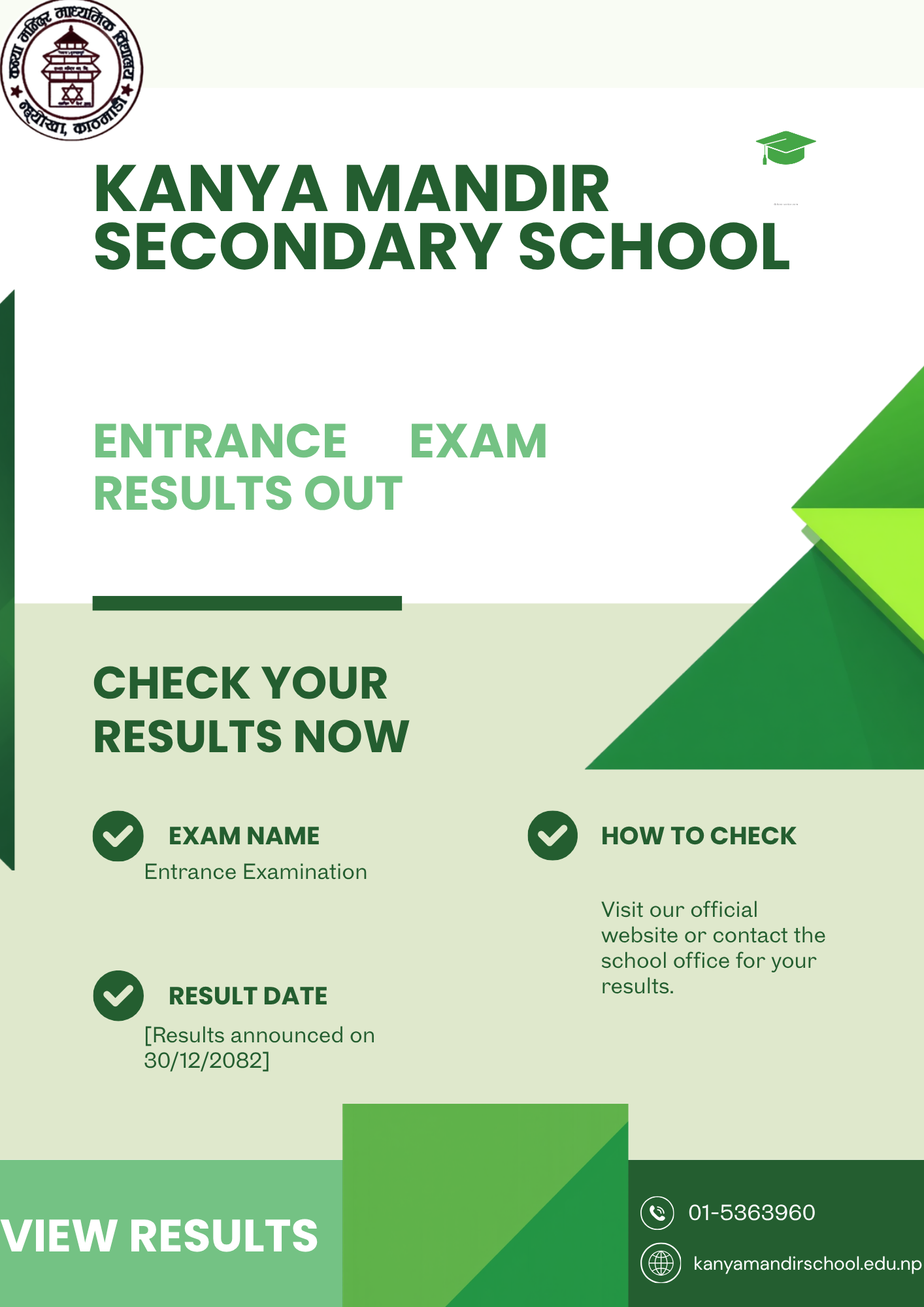 Entance Exam Result For Acedemic Year 2083
